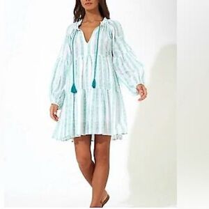 NEW Oliphant Ballon Sleeve Short Dress in Archer Green XS